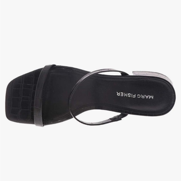 Marc Fisher Women's Caylon Heeled Sandal Croc Embossed Black  9 - Picture 2 of 5